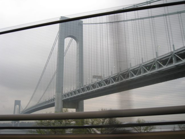 The Verrazano Narrows Bridge as viewed from the Shore Parkway on LongIsland