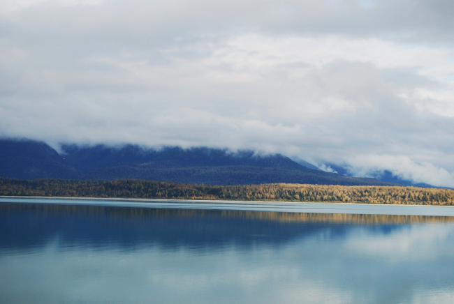 Looking at the eastern shore of Glacier Bay from Blue Mouse Cove