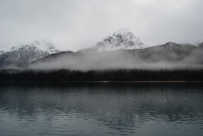 First dusting of snow on south shore of Tidal Inlet