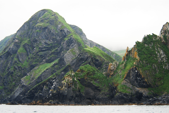 Amazing uplifted and broken rock formations on Big Koniuji Island