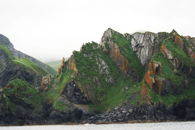 Amazing uplifted and broken rock formations on Big Koniuji Island