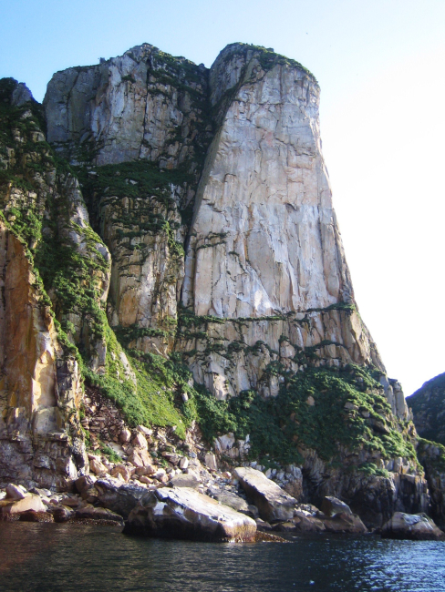 The south face of Castle Rock in the Shumagin Islands