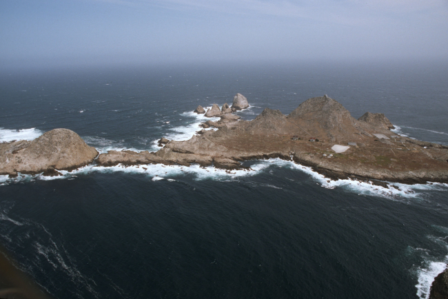 Aerial views of the wind-swept sea-swept Farallons, a virtual wilderness lessthan thirty miles from downtown San Francisco