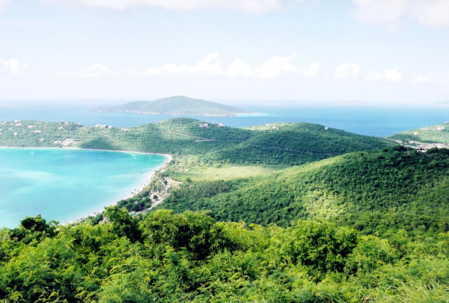 A view of Magens Bay with Hans Lollik Island in the background