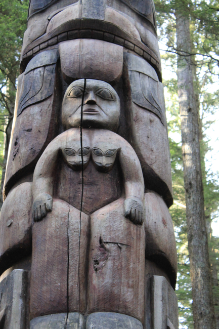Intricate carving of totem pole