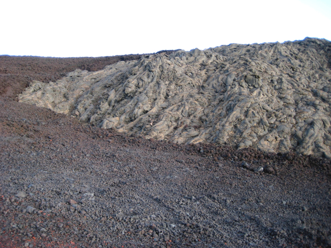 Contrasting colors of aa lava flows