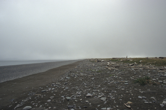 A lonely cobble and sand beach in the Aleutians