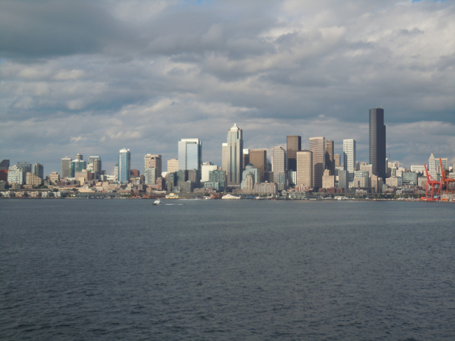 The Seattle waterfront as seen from the NOAA Ship BELL SHIMADA