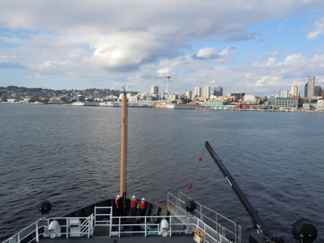 The Seattle waterfront as seen from the NOAA Ship BELL SHIMADA