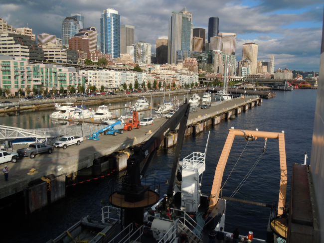 The Seattle waterfront as seen from the NOAA Ship BELL SHIMADA