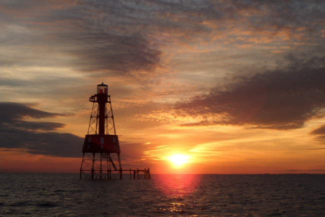 Carysfort Reef Lighthouse at sunset