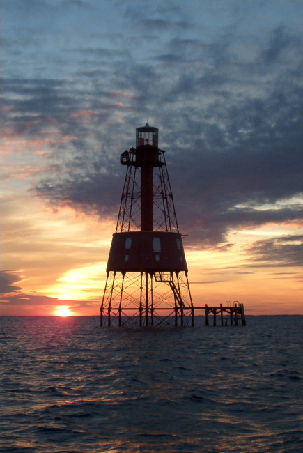 Carysfort Reef Lighthouse at sunset