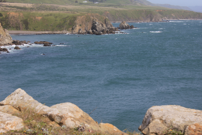 A view of the sea cliffs and Coast Range south of Fort Ross