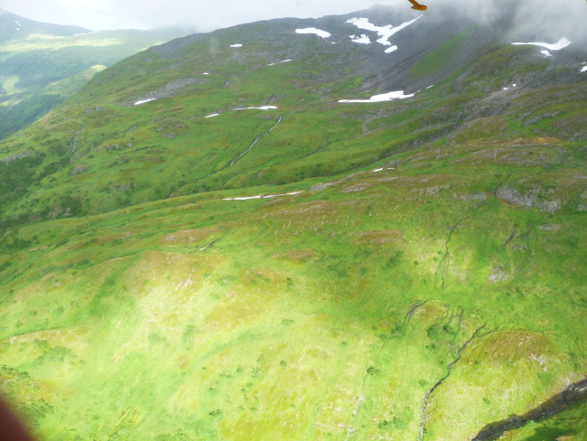 Aerial view of interior mountains on Kodiak Island