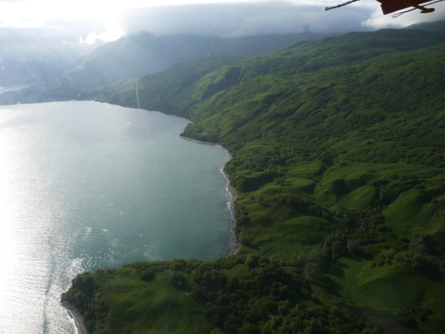 Aerial view of Kodiak Island shoreline