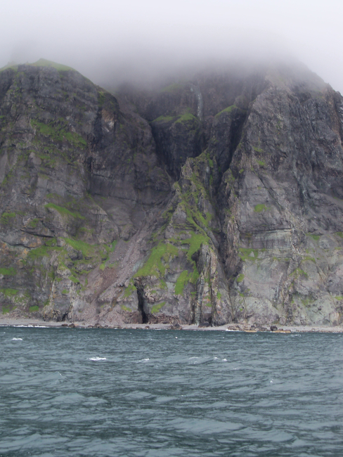 Forbidding shoreline of the Pavlof Islands