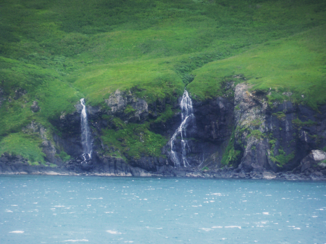 Forbidding shoreline of the Pavlof Islands