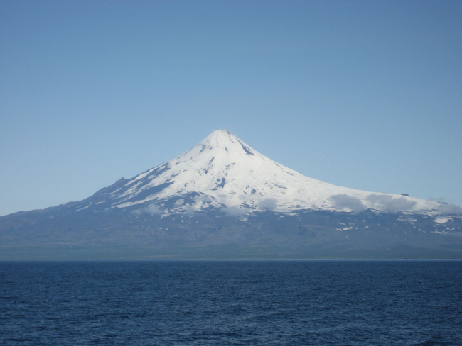 Shishaldin Volcano in late summer