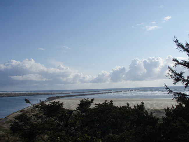 The jetties at the entrance to Yaquina Bay