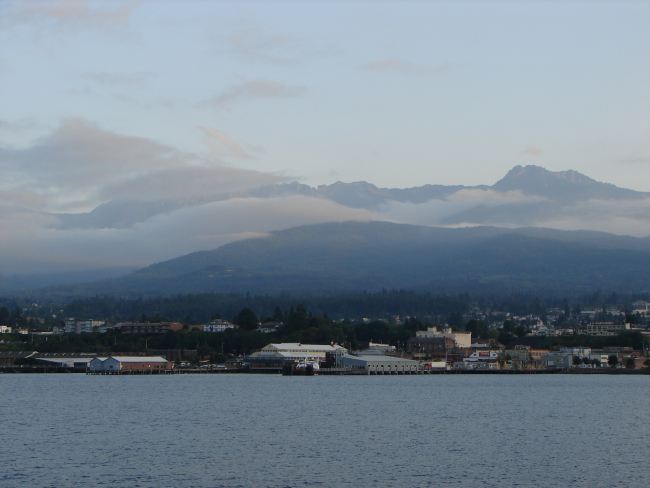 Port Angeles with the Olympic Mountains in the background
