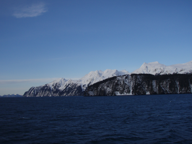 Rugged Kodiak Island coastline on a clear winter day