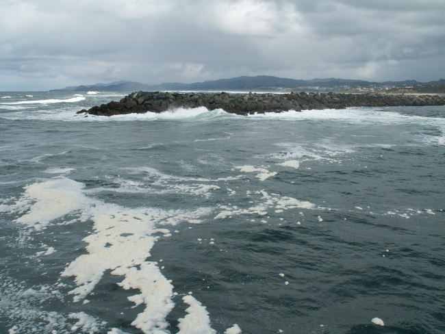 The breakwater at Newport, Oregon, leading into Yaquina Bay