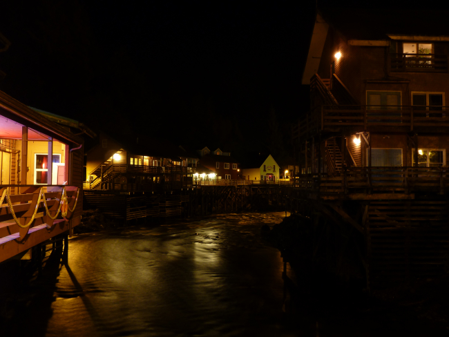 Creek Street in Ketchikan at night