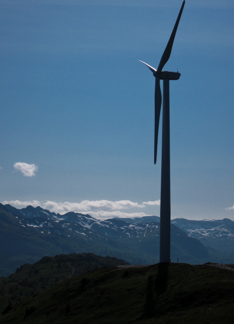 Windmill on ridge above Kodiak