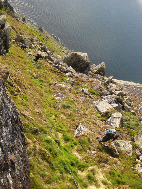 Climbing up the slope of Little Diomede Island