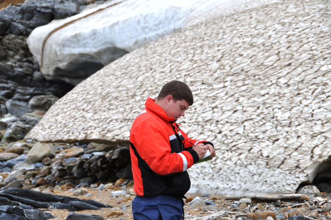 Strange surface of ice at Tin City area - reminiscent of dessicated lake bed