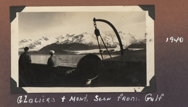 Glaciers and mountains seen from the Gulf of Alaska