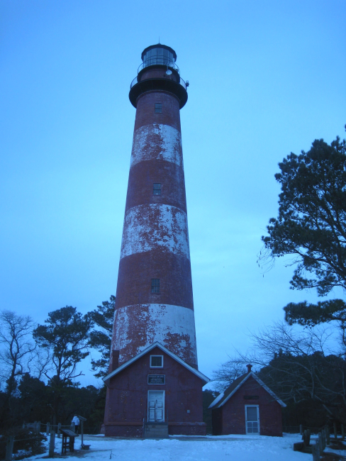 Assateague lighthouse after a snow