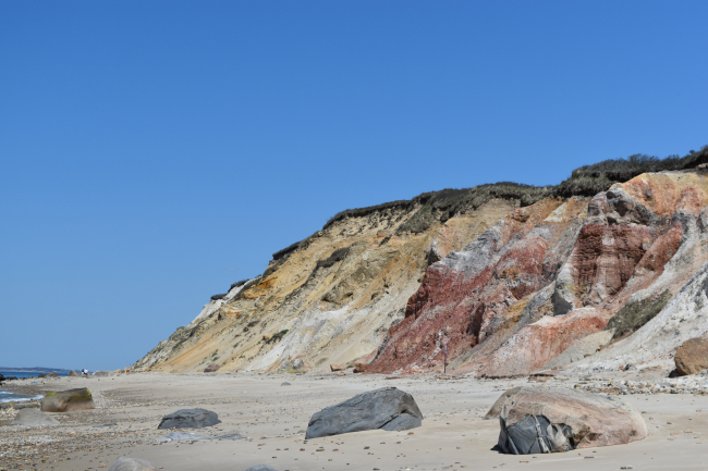 The Gay Head cliffs with glacial erratics that have tumbled down to the beach