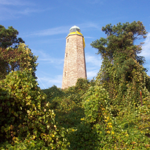 Old Cape Henry Lighthouse with a giant yellow ribbon for the safe return of ourtroops in Iraq